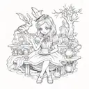 dark version of Alice in wonderland tattoo design idea