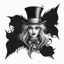 dark version of Alice in wonderland tattoo design idea