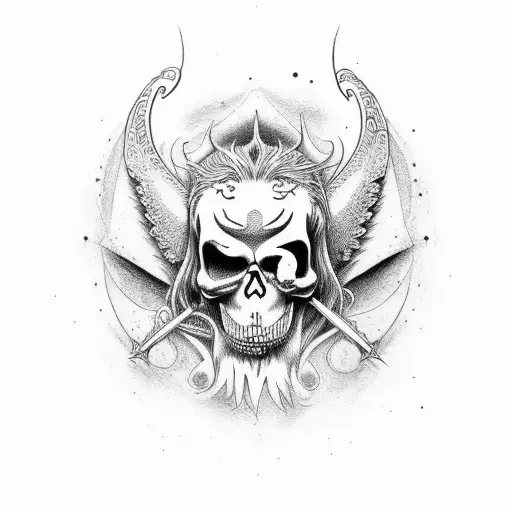 Leo / death / demon / angel /  tattoo design idea