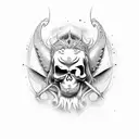 Leo / death / demon / angel /  tattoo design idea