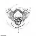 Leo / death / demon / angel /  tattoo design idea