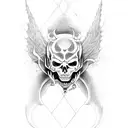 Leo / death / demon / angel /  tattoo design idea