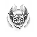 Leo / death / demon / angel /  tattoo design idea