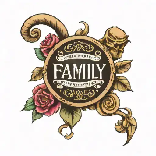 Family and old English font tattoo design idea
