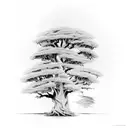 Cypress tree intertwined with chestnut tree with arbutus flowers at the base tattoo design idea