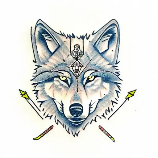 Wolf with arrows  tattoo design idea