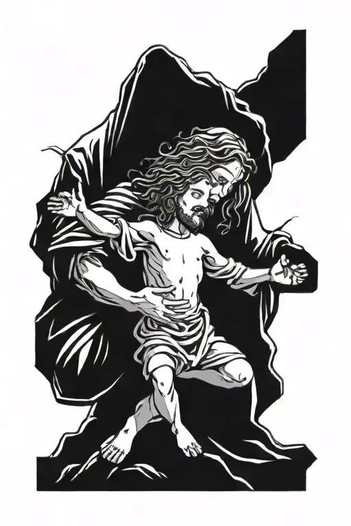 Jesus Christ guiding his child tattoo design idea