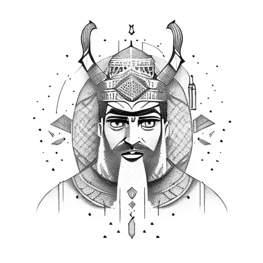 Palestinian man as a warrior  tattoo design idea