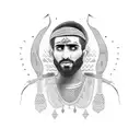 Palestinian man as a warrior  tattoo design idea