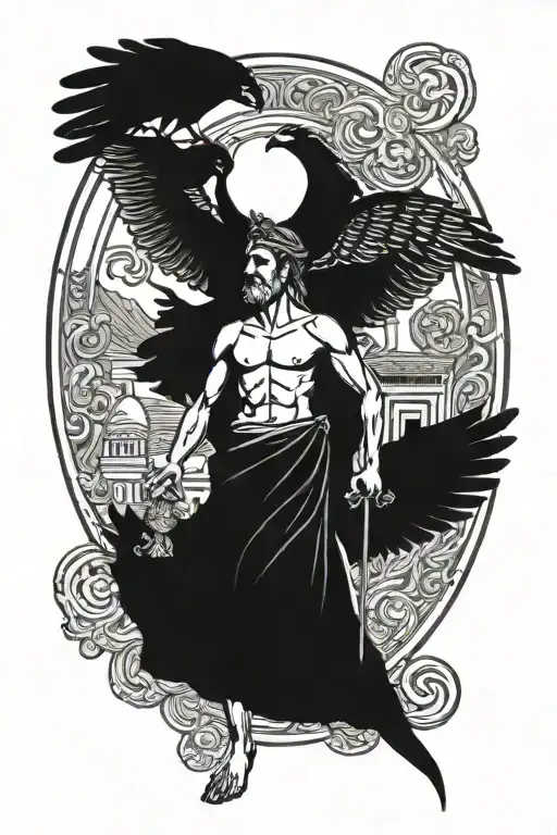 bird and Greece gods Olympus tattoo design idea
