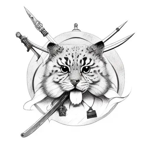 cute animal with weapons  tattoo design idea