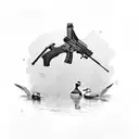 Ducks with guns tattoo design idea
