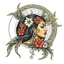 taíno puertorican flower moon goddess surrounded tattoo design idea