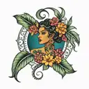 taíno puertorican flower moon goddess surrounded tattoo design idea