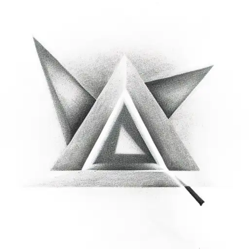 a red triangle with a smaller light pink triangle in front. There is also a golden triangular shaped nose inhaling smoke tattoo design idea