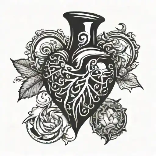 Flask and heart tattoo design idea