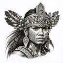 inca warrior woman tattoo design idea