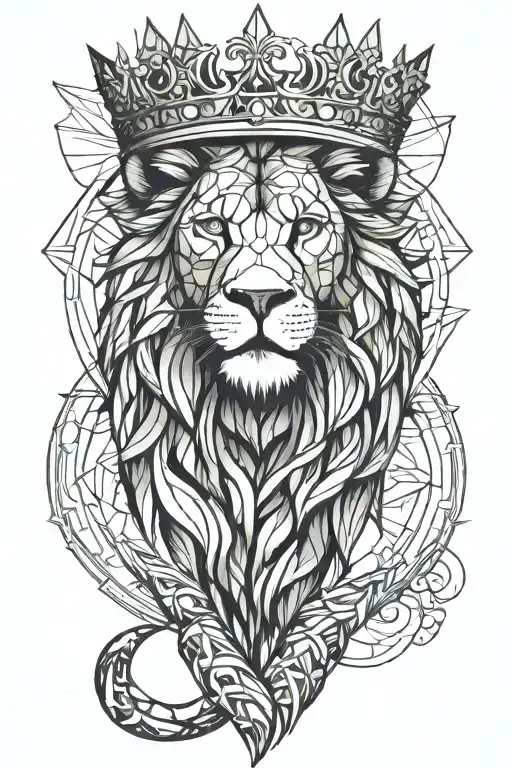 lion wearing a crown  tattoo design idea