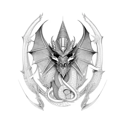 egypt frame, dragon scales tattoo design idea