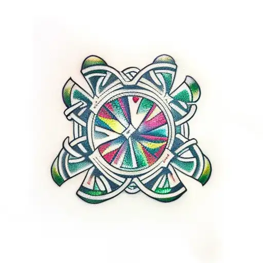 matlese cross with irish trinity, shamrock and butterflies  tattoo design idea