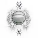 A sketch-style tattoo of a rap group performing on a basketball court tattoo design idea