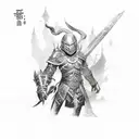 A plate of delicious food transformed into RPG characters fighting monsters tattoo design idea