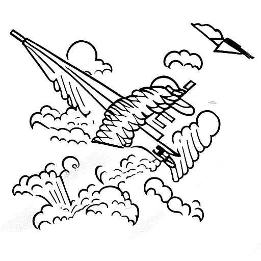 Sketch of a gun morphing into a flock of birds tattoo design idea