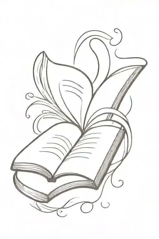 Open Book with Flowing Pages,  Integrate a word or phrase in Portuguese tattoo design idea