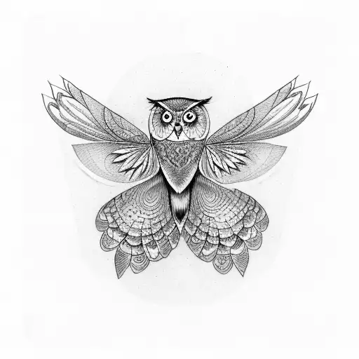owl fly tattoo design idea