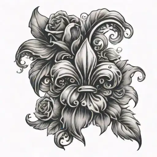 fleur-de-lis ann jones tattoo with roses tattoo design idea