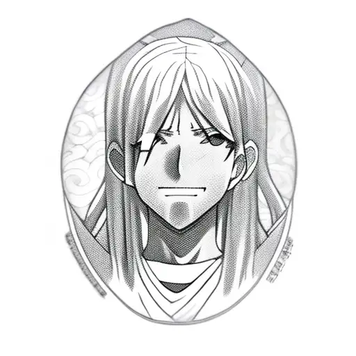 Anime character with Jesus in a new-school style tattoo design idea