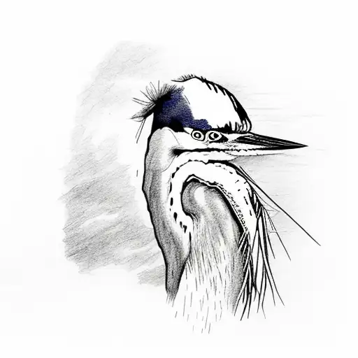 blue heron in creek tattoo design idea