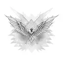 phoenix flying forward, symmetrical, geometric tattoo design idea
