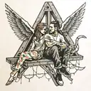 two people sitting in the rafters tattoo design idea
