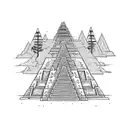 A mystical Mayan pyramid emerging from a dense forest, combining the client's interest in Mexico and their love for hiking tattoo design idea