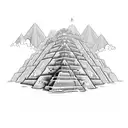 A mystical Mayan pyramid emerging from a dense forest, combining the client's interest in Mexico and their love for hiking tattoo design idea