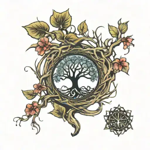 memorial tree of life with roots tattoo design idea