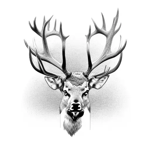 elk with multiple heads tattoo design idea