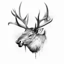 monster elk with multiple heads tattoo design idea