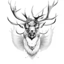 monster elk with multiple heads tattoo design idea