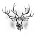 monster elk with multiple heads tattoo design idea