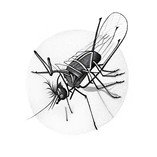 mosquito with the words "never ever give up" encircling it tattoo design idea