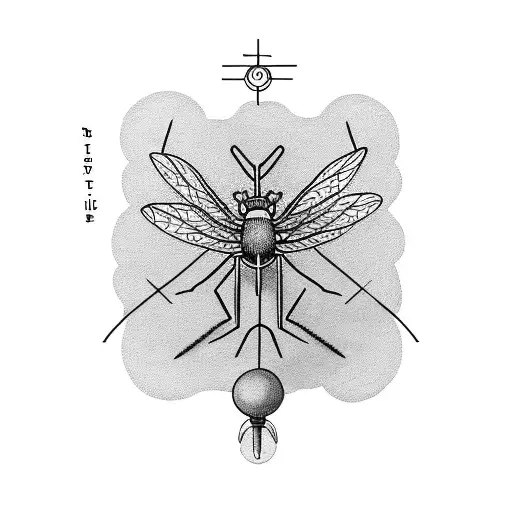mosquito with the words "never ever give up" encircling it tattoo design idea