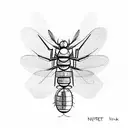 mosquito with the words "never ever give up" encircling it tattoo design idea