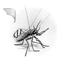 mosquito with the words "never ever give up" encircling it tattoo design idea