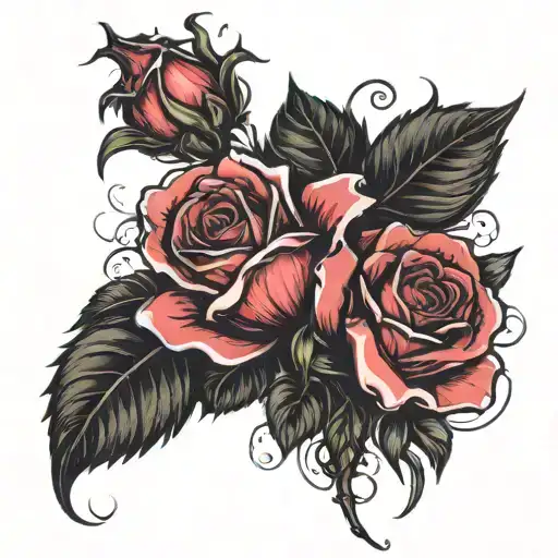 wilted roses going up neck to head  tattoo design idea