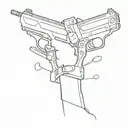 tranquilizer dart and the tranquilizer gun shooting tattoo design idea