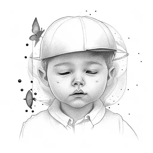 little boy in heaven with words 'how soon forever arrives' tattoo design idea