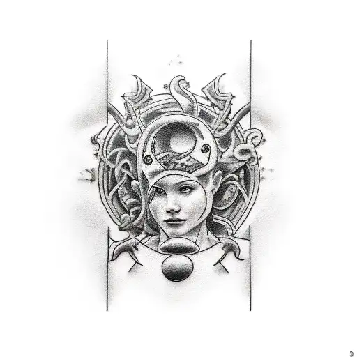 Make a realistic style tattoo design including the gods Olympus is for the neck tattoo design idea