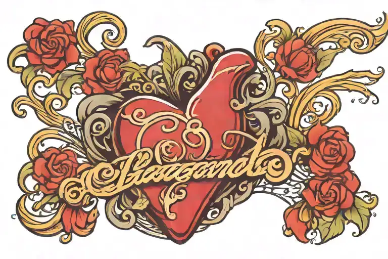 name "Alessandro" on heartbeat line going tattoo design idea